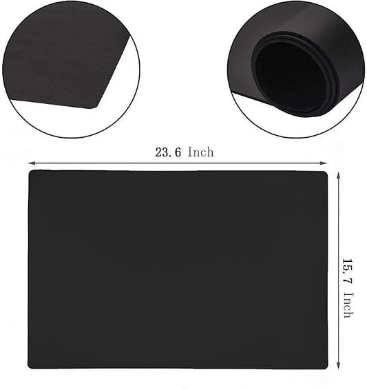 23.6'' by 15.7''Flexible Silicone Placemat Non Slip Waterproof Heat Resistant Dinner Table Black 1PCS