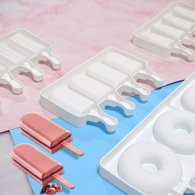 Surakey Ice Cream Silicone Mold Popsicle Silicone Mold Soft and Smooth Mould for DIY Homemade Ice-Lolly Ice Cream Ice Candy Cake Pop Maker Mold Non-Stick & Easy Release, Type 13