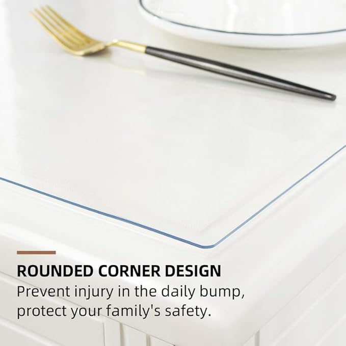 Warmstar Clear Table Cover Protector 48 x 80 Inch,1.5mm Thick Plastic Table Cover Rectangle,PVC Clear Table Protector,Desk Protector Mat for Kitchen, Dresser, Writing Desk，Dining Room Table