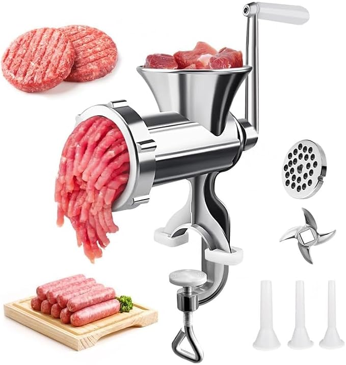 Meat Grinder with Sausage Stuffer Hand Operated for Meat Grinding & Sausage Filling Ideal for Complementary Food Household Restaurant & Outdoor Use-cy2