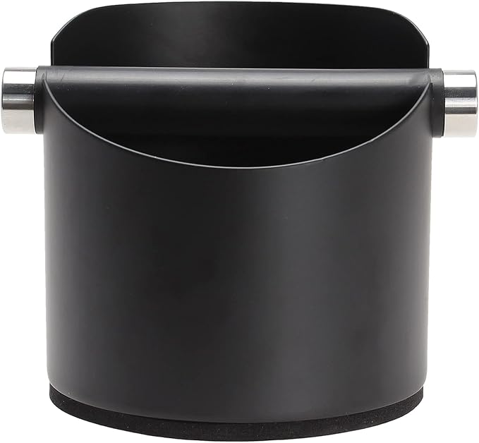 DIBTSA Espresso Knock Box, Stainless Steel Coffee Grounds Knock Box, With Removable Knock Bar and Non-Slip Rubber Base (Black)