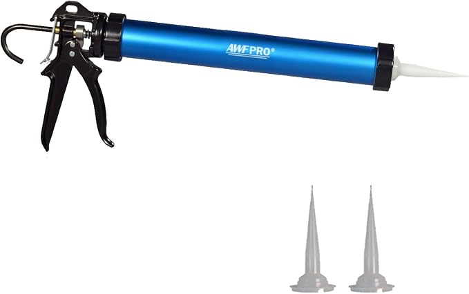 AWF PRO Sausage Caulking Gun 20 oz, 12:1 Thrust Ratio | 20 oz Foil Pack and 10 oz Cartridge Convertible, Aluminum Barrel, Includes 3 Tips