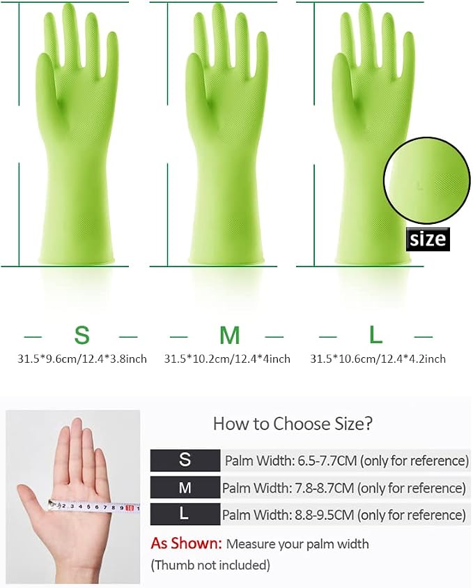 Alimat PluS 3 Pack Reusable Cleaning Gloves Latex Free, Dishwashing Rubber Gloves for Cleaning, Waterproof Household Gloves for Laundry, Gardening (Medium, Without Liner)