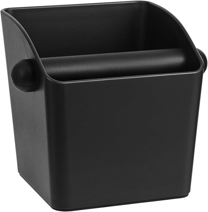 IAOSEN Large Square Knock Box Shock-absorbent Knock Box Espresso with Removable Knock Bar and Non-Slip Base Espresso Accessories for Home/Office (Large Black Knock Box)