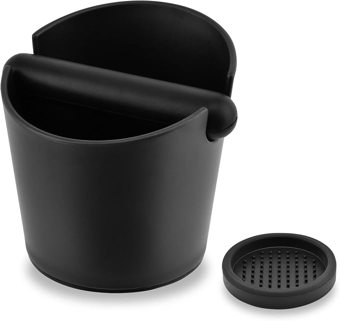 Coffee Knock Box, 5 Inch Espresso Dump Bin with Detachable Knock Rod & Silicone Tamper Pad, Non-Slip Base for Home Office Espresso Machine Accessories
