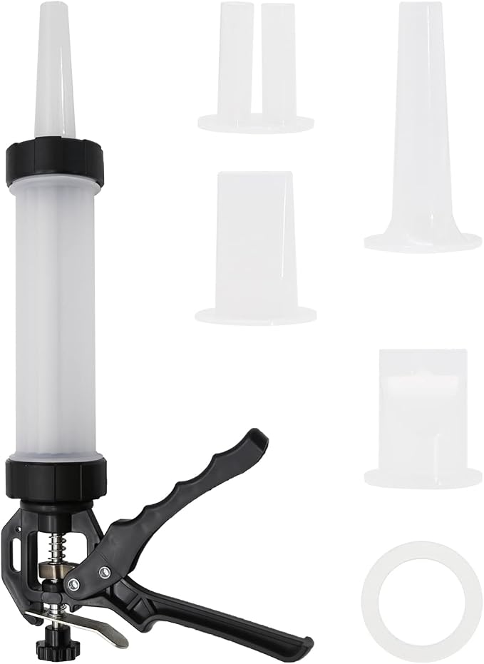 Hoypeyfiy Manual Sausage Stuffer, Homemade Sausage Filling Tool with Stuffing Tubes and Filling Nozzles, Hand Meat Filling Machine Salami Maker for Kitchen BBQ