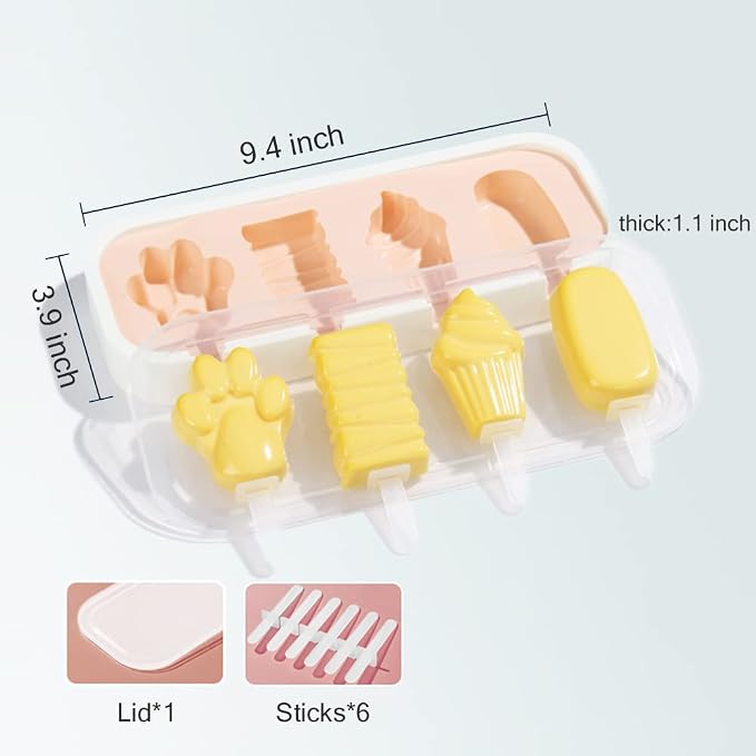 Popsicles Molds, Mini Popsicles Molds for Kids Baby Cute Shapes Silicone Popsicle Molds BPA Free Reusable Ice Cream Mold Popsicle Maker Homemade DIY Set (3Pcs Pineapple&Animals&Paws)