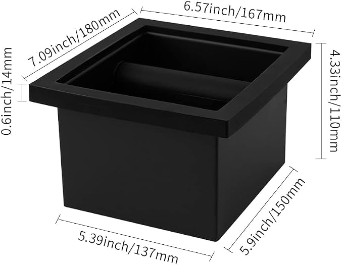 watchget Bottomless Espresso Knock Box, Built-in Coffee Ground Container | Detachable Rubber Rod; Desktop Waste Bin for Commercial Coffee Bar Shop