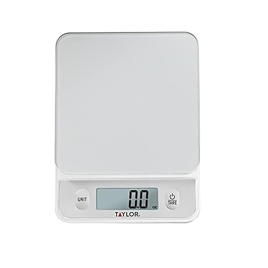 Taylor Glass Top Food Scale with Touch Controls, 11 lb Capacity, Sleek Silver Design, Accurate and Easy-to-Use Scale for Cooking and Baking