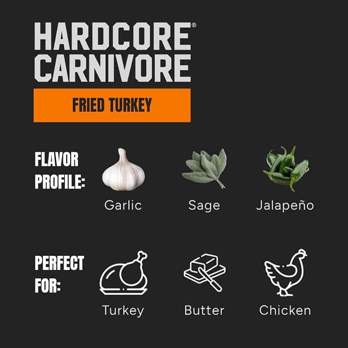 Hardcore Carnivore Limited Edition Fried Turkey Seasoning for Poultry, 11oz | Sage, Jalapeno and Garlic Deliver Savory Holiday Flavor. Great for Turkey, Chicken and Side Dishes. MSG-Free & Gluten Free