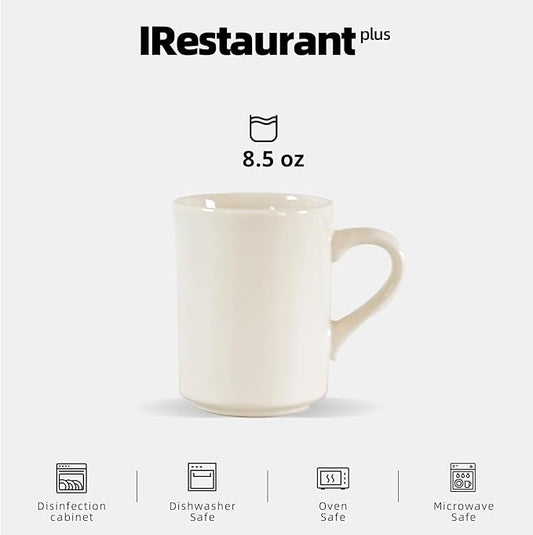 Stoneware Narrow Rim Commercial Grade Dinnerware (America White, Mug 8.5oz)