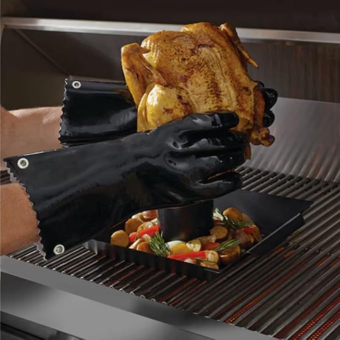 Insulated BBQ Gloves - Heat Resistant, No Stiff for Grill/Cooking/Pit, Grilling & Meat Gloves, Smoker Accessories