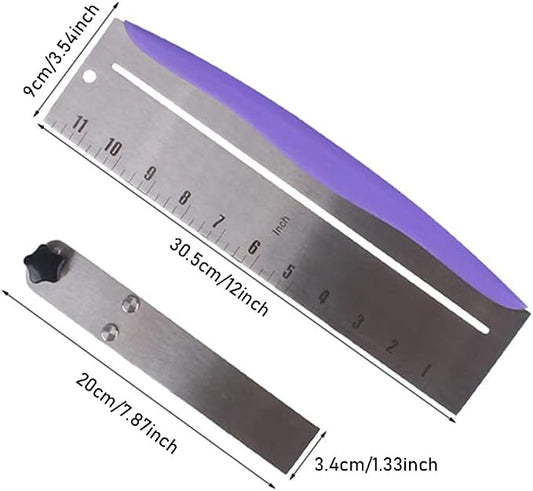Adjustable Cake Scraper, Leveler and Smoother, Stainless Steel Icing Spatula with Clear Scale for Baking, Frosting, Mousse and Cake Decorating