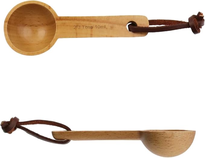 2pcs 10ml Wood Measuring Spoon and Scoop Wooden Tablespoon 10ml Measuring Scoop 2/3 TBSP Retro Coffee Spoons for Dry Ingredients Ground Tea Spice (Wood Color, 2/3TBSP)