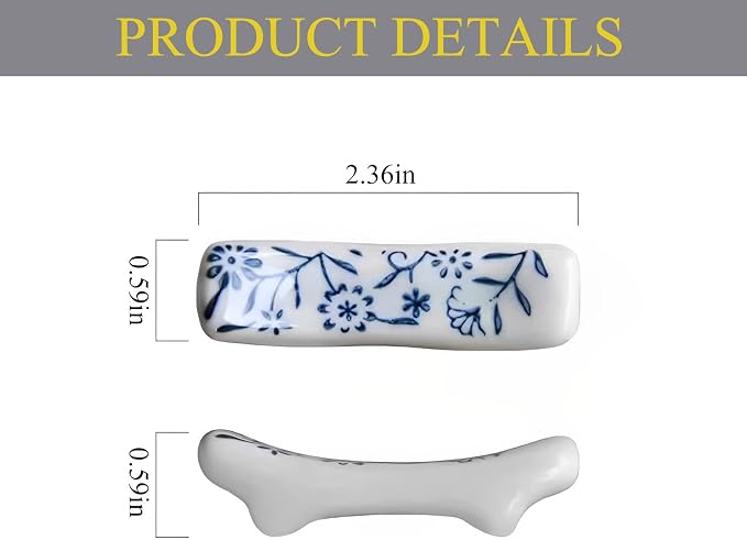 Ceramic Chopsticks Holder Set of 5 Blue and White | Porcelain, Chopstick Rest, Fork Stand Holder