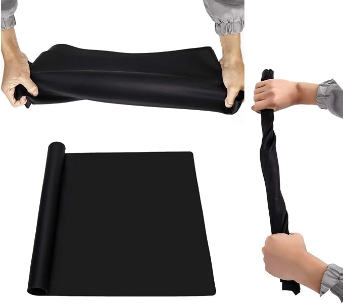 23.6'' by 15.7''Flexible Silicone Placemat Non Slip Waterproof Heat Resistant Dinner Table Black 1PCS
