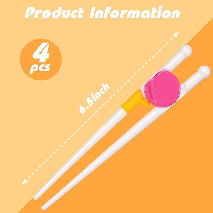 HANSGO Kids Training Chopsticks, 4 Pairs Easy Grip Chopsticks for Toddlers & Beginners, Learning Utensils for Daily Meals, Home, School Lunch & Family Dining