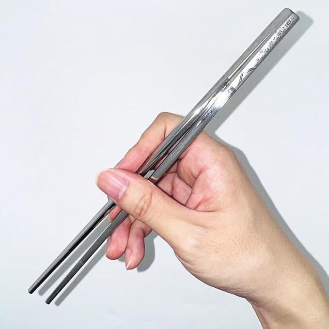 2Pairs Silver Series Metal Chopsticks 304 Stainless Steel Chopsticks Set, Metal Chop Sticks Reusable, Dishwasher Safe,Anti-slip ,9.25inch,Flower