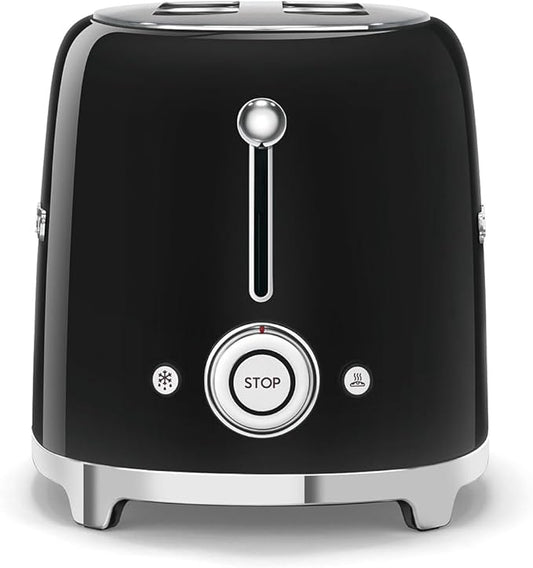 SMEG 2 Slice Toaster with 6 Presets and Defrost Function and Removable Crumb Tray (Black)