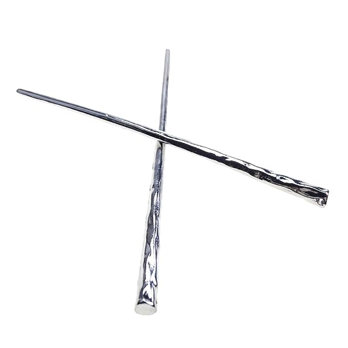 YILE Set of 2 Hair Sticks Chinese Hairpin Metal Hair Accessories Classic Hair Accessories for Women Lady Girls (Silver)
