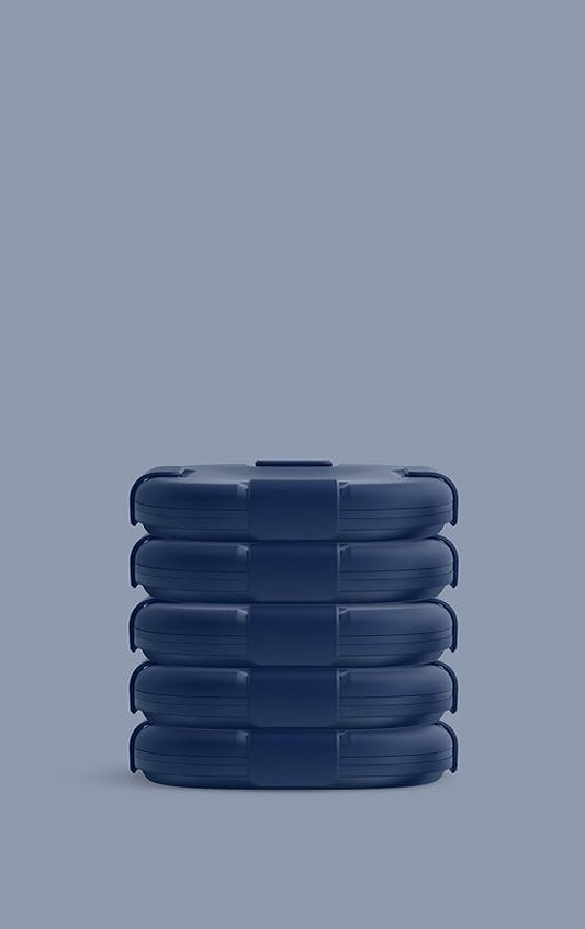 STOJO Collapsible Sandwich Box – 24oz, Reusable Food Storage Container, Silicone Bowl for Hot/Cold Food – Meal Prep, Lunch, Camping, Hiking – Dishwasher Safe (Set of 5, Denim)