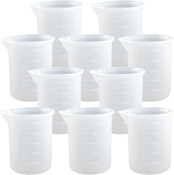 10 PCS 100ml Silicone Measuring Cups for Resin Non-Stick Mixing Cups Glue Tools, Precise Scale Toning Cups for Resin DIY Craft Jewelry Making