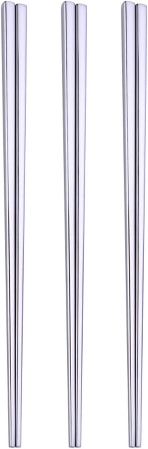 Stainless Steel Chopsticks,Reusable ,Dishwasher Safe , Easy to Use（3 PCS,silver）