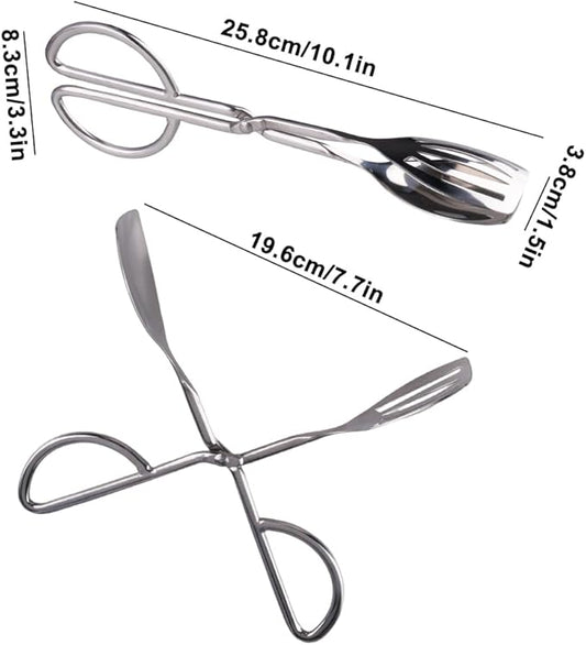2 Pcs Serving Tongs, 10 Inch Buffet Tongs, Stainless Steel Kitchen Tong with Comfort Grip for Salads, Appetizers, Cake, Bread, Cooking, Party, Barbecue, Desserts, Ice