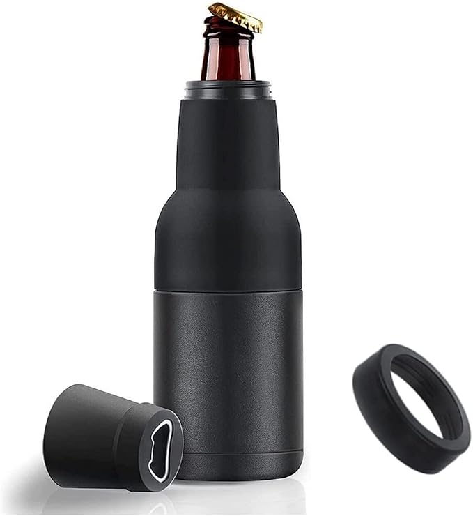 3 in 1 Can and Beer Bottle Insulator, Double Wall Stainless Steel Insulated Can Cooler, Beer Bottle Holder 12oz 14oz 17oz (12oz Can&Bottle BK)