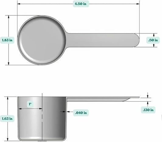 1/4 Cup (4 Tablespoon | 2 Oz. | 60 mL) Long Handle Scoop for Measuring Coffee, Pet Food, Grains, Protein, Spices and Other Dry Goods (Pack of 25)