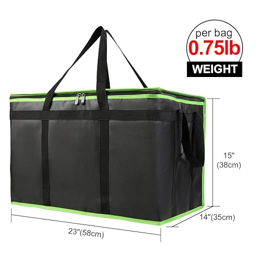 Bodaon Insulated Food Delivery Bag, XXX-Large Insulated Pizza Delivery Bags, Black with Green Edge, 1-Pack | Pizza Delivery Bags for Hot and Cold Food, Commercial, Large Capacity, Catering Cooler Bag for Rideshare, Warmers for Parties