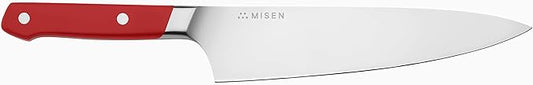 Misen 8" Chef Knife – High Carbon Japanese AUS-10 Stainless Steel – Hybrid German & Japanese Blade – Precision Kitchen Knife for Professionals & Home Cooks – Ultimate Cutting Performance - Red