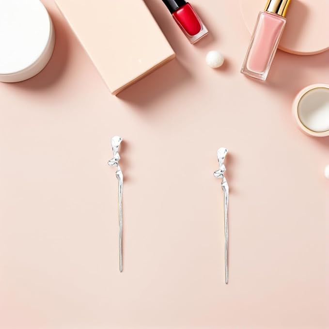 Lurrose 2 Pcs Chinese Hair Sticks Metal Hair Pins for Buns Vintage Accessories Women Styling Tools for Weddings Parties Daily Use