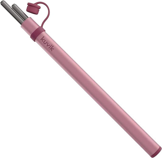 Kuvik Titanium Chopsticks with Flamingo Pink Carrying Case