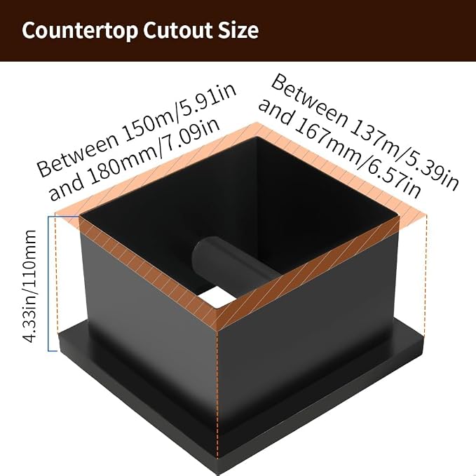 watchget Bottomless Espresso Knock Box, Built-in Coffee Ground Container | Detachable Rubber Rod; Desktop Waste Bin for Commercial Coffee Bar Shop