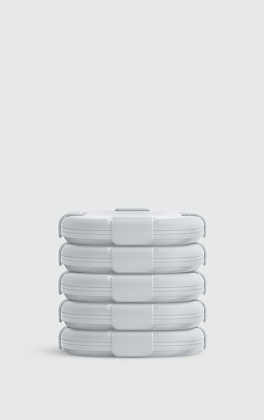 STOJO Collapsible Sandwich Box – 24oz, Reusable Food Storage Container, Silicone Bowl for Hot/Cold Food – Meal Prep, Lunch, Camping, Hiking – Dishwasher Safe (Set of 5, Cashmere)