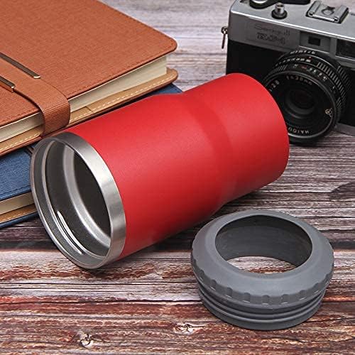 14oz Can Insulator, Two-Way Lids Double Wall Stainless Steel Insulated Can Cooler, Beer Bottle holder (Red)