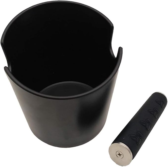 HOMEE 4.8 Inch Espresso Coffee Knock Box with Silicone Round Tamper Mat | Detachable Metal Knock Rod,Non-Slip Base,Easy to Clean,Barista Style Knock Box Suitable for Home Kitchen & Small Coffee Bar