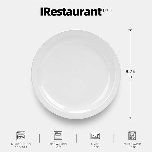 Stoneware Narrow Rim Commercial Grade Dinnerware (Bright White, Plate 9 5/8")