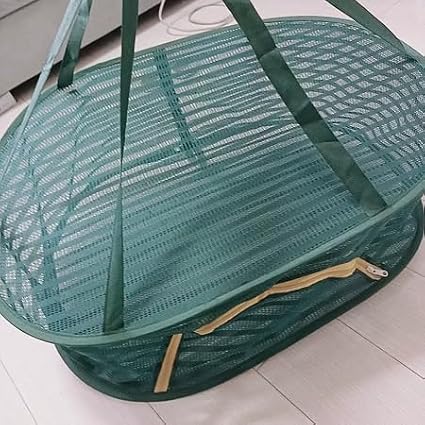 Foldable Drying Net for Vegetables, Fish, and Dehydrated Goods, Multi-Tiered Food Drying Net, Versatile Drying Rack, Windproof Design, Zipper Closure for Insect Protection 4Layer Green