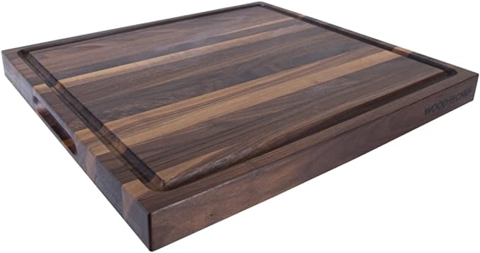 20" Classic Walnut Reversible Cutting Board with Juice Groove | 20-Inch Reversible Walnut Cutting Board with Deep Juice Groove and Side Handles for Chopping, Carving, and Serving