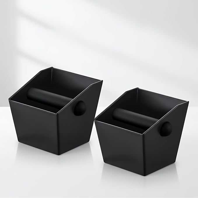 2 Pack Espresso Knock Box, 4.6 Inch Coffee Grounds Bin, Non-Slip Base | 2 Pack Espresso Knock Box for Easy Coffee Grounds Cleanup at Home, Office, or Coffee Bar