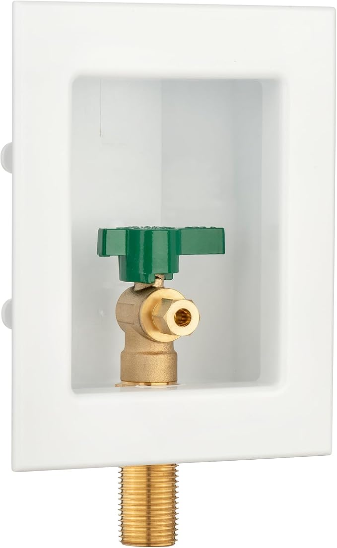 (1 Pack) Lidertik 1/2 NPT inch Thread or Sweat Pre-Assembled Ice Maker Outlet Box Valve 1/4 inch Recessed Refrigerator Water Line Wall Box with Shut Off Valve LI-ZBQH-510