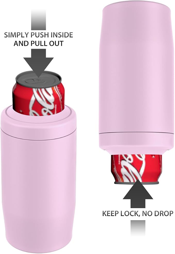 Morefeel 4-in-1 Insulated Can Cooler for 12 oz Cans & Bottles | 304 Stainless Steel Can Holder Fits 12 Oz Slim Cans, Standard Cans, Beer Bottles & Works as A Open Cup; Dishwasher Safe