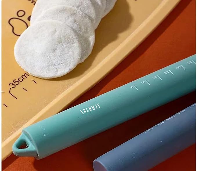 Silicone Rolling Pin Stainless Steel Inner Core Non Stick Rolling Pin Blue