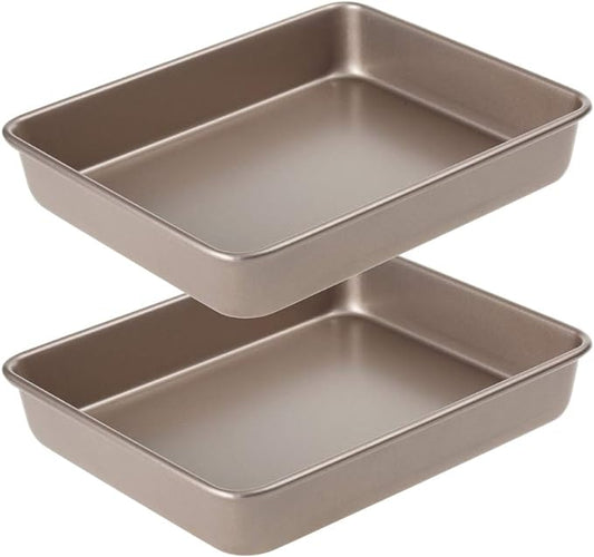 11 Inch Baking Sheets Pan Nonstick Set of 2, Walooza Cookie Sheet Replacement Toaster Oven Tray, Deep Size 2 inch Bakeware, Non Toxic & Heavy Duty & Easy Clean