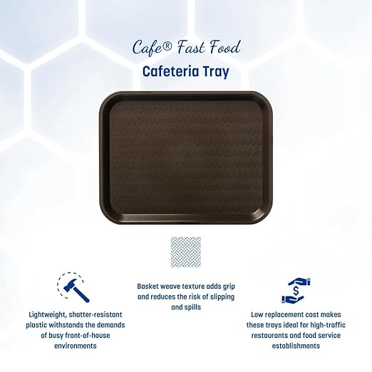 Carlisle FoodService Products CT121669 Café Standard Cafeteria / Fast Food Tray, 12" x 16", Chocolate (Pack of 24)
