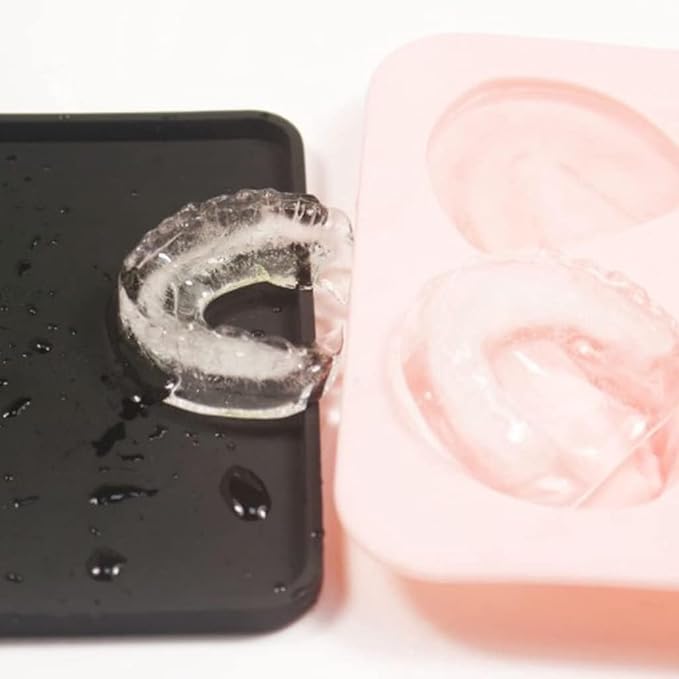 2Pcs Pink 4 Hole Denture Teeth Shaped Ice Cube Mold Silicone Ice Tray DIY Ice Cream Funny Gag Gift For Dentist Seniors Ice Tray Molds, Ice Cube Molds and Trays