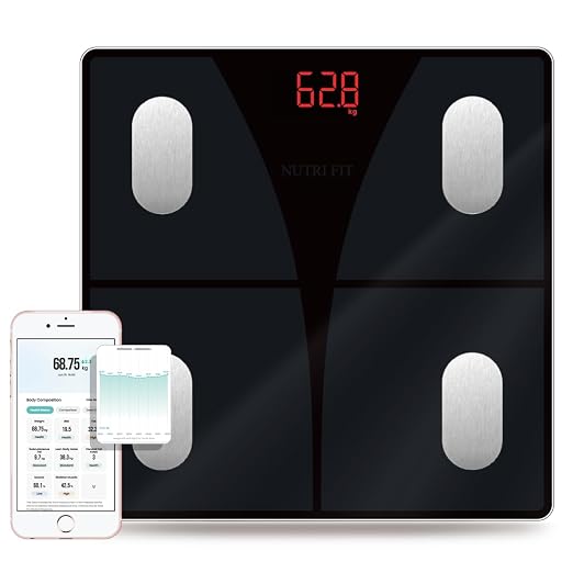 NUTRI FIT Scale for Body Weight and Fat Percentage, Digital Bathroom Smart Bluetooth Scale LED Display, 15 Body Composition Analyzer Baby Weight BMl Health Monitor Sync with App 400lbs - Black