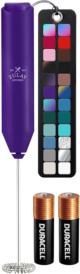 Zulay Kitchen Powerful Milk Frother AA Batteries Included – Ultra Fast Handheld Drink Mixer with Stainless Steel Whisk Stirrer for Coffee, Protein, Matcha & More, Frother Wand Electric Frothmate